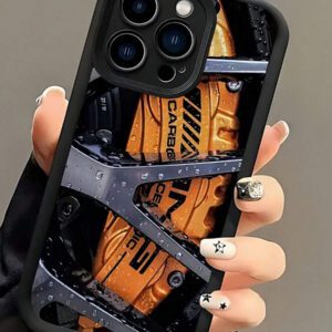 1 pièce Coque de téléphone antichoc en TPU avec motif de roue noire, compatible avec 16, 15, 14, 13, 12, 11 Pro Max et séries, étanche, anti-chute, résistante aux rayures