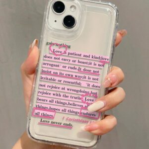 Étui de téléphone antichoc à couverture intégrale en TPU avec motif personnalisé, paragraphe anglais et slogan rose, compatible avec les séries iPhone 16, 15, 14, 13, 12, 11 Pro Max et les séries Samsung