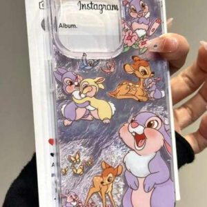 Étui de téléphone mignon avec motif de cerf et lapin, compatible avec Apple 16 Pro Max/ 15 Pro, Nouveau 14, 13, 12, 11, protection intégrale anti-chute, étanche, antichoc et résistant aux rayures