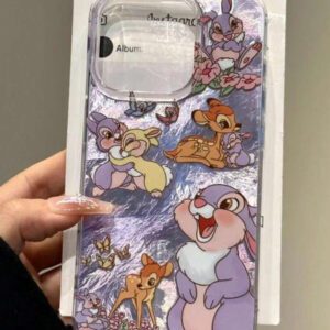 Étui de téléphone mignon avec motif de cerf et lapin, compatible avec Apple 16 Pro Max/ 15 Pro, Nouveau 14, 13, 12, 11, protection intégrale anti-chute, étanche, antichoc et résistant aux rayures