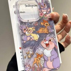 Étui de téléphone mignon avec motif de cerf et lapin, compatible avec Apple 16 Pro Max/ 15 Pro, Nouveau 14, 13, 12, 11, protection intégrale anti-chute, étanche, antichoc et résistant aux rayures