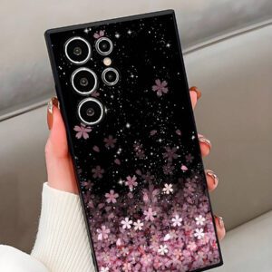 1 pièce Étui de téléphone noir avec motif floral étoilé sur fond noir. Conception peinte colorée, anti-chute, anti-dérapante, avec bords droits. Compatible avec les téléphones Apple et Redmi. Étanche, antichoc et résistant aux rayures.