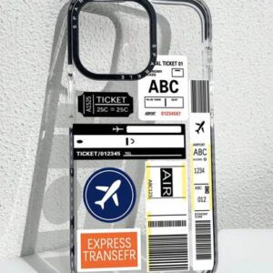 1 pièce Étui de téléphone anti-chute à imprimé billet d'avion transparent, compatible avec iPhone11 12 13 14 11Promax 12Promax 13Promax 14Promax XR 15 15PRO 15PROMAX 16 16PRO 16PROMAX, étanche, antichoc, résistant aux rayures