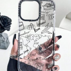 1 pièce Étui de téléphone anti-chute à imprimé billet d'avion transparent, compatible avec iPhone11 12 13 14 11Promax 12Promax 13Promax 14Promax XR 15 15PRO 15PROMAX 16 16PRO 16PROMAX, étanche, antichoc, résistant aux rayures