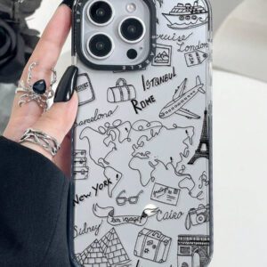 1 pièce Étui de téléphone anti-chute à imprimé billet d'avion transparent, compatible avec iPhone11 12 13 14 11Promax 12Promax 13Promax 14Promax XR 15 15PRO 15PROMAX 16 16PRO 16PROMAX, étanche, antichoc, résistant aux rayures