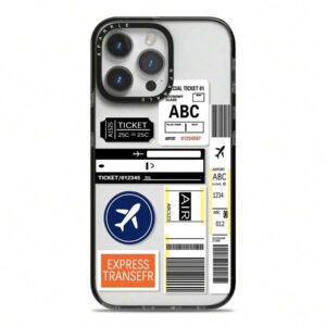 1 pièce Étui de téléphone anti-chute à imprimé billet d'avion transparent, compatible avec iPhone11 12 13 14 11Promax 12Promax 13Promax 14Promax XR 15 15PRO 15PROMAX 16 16PRO 16PROMAX, étanche, antichoc, résistant aux rayures