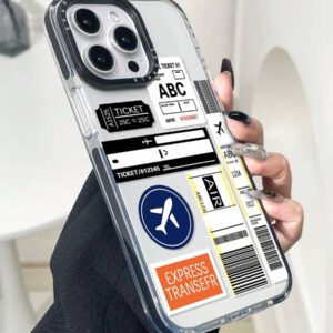 1 pièce Étui de téléphone anti-chute à imprimé billet d'avion transparent, compatible avec iPhone11 12 13 14 11Promax 12Promax 13Promax 14Promax XR 15 15PRO 15PROMAX 16 16PRO 16PROMAX, étanche, antichoc, résistant aux rayures