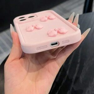 Étui de téléphone à texture de bambou rose avec décoration de papillon mignon, compatible avec 16 Pro Max/16 Pro/16/16 Plus, 15 Pro Max/15 Pro/15/15 Plus, 14 Pro Max/14 Pro/14/14 Plus, 13 Pro Max/13/13 Pro, 12, 11, XR, SE 2022. Étanche, antichoc, anti-chute et résistant aux rayures.
