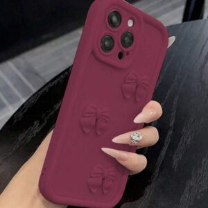 Étui de téléphone à texture de bambou rose avec décoration de papillon mignon, compatible avec 16 Pro Max/16 Pro/16/16 Plus, 15 Pro Max/15 Pro/15/15 Plus, 14 Pro Max/14 Pro/14/14 Plus, 13 Pro Max/13/13 Pro, 12, 11, XR, SE 2022. Étanche, antichoc, anti-chute et résistant aux rayures.