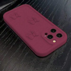 Étui de téléphone à texture de bambou rose avec décoration de papillon mignon, compatible avec 16 Pro Max/16 Pro/16/16 Plus, 15 Pro Max/15 Pro/15/15 Plus, 14 Pro Max/14 Pro/14/14 Plus, 13 Pro Max/13/13 Pro, 12, 11, XR, SE 2022. Étanche, antichoc, anti-chute et résistant aux rayures.