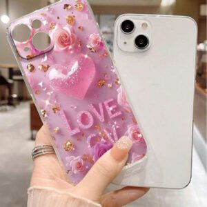 1 pièce Étui de téléphone coloré et antichoc, perforé et transparent, avec motif de fleur en forme de cœur, compatible avec 16/11/16Pro/16Plus/16ProMax/16E/15ProMax/13/14/12/XS/XR/7G/8P, compatible avec Samsung Galaxy S25/S25Plus/S25Ultra/A16/A36/A26/A56/A50/A12/A32/A52/A72/A51/A21S/A13/A14/S24/S24Plus/S24Ultra,S22/A52/A53/A54/A55, compatible avec Xiaomi 11/12Pro/12/12X/13Pro/14Pro/15Pro/, compatible avec Redmi 10/9/Note9/12C/Note11Pro/Note8Pro, étanche, anti-chute et résistant aux rayures