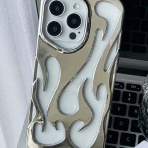 Nouvelle étui de téléphone portable mode avec motif flamme creux, revêtement électrolytique anti-chute, compatible avec 15 Pro Max/14 Pro Max/13 Pro Max, 16/11/12/13/14, S22 Ultra/S23 Ultra/S24 Ultra/S25 Ultra, S22/S23/S24/S25, A16/A53/A54/A55. Étanche, antichoc, résistant aux rayures.
