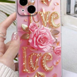 1 pièce Étui de téléphone coloré et antichoc, perforé et transparent, avec motif de fleur en forme de cœur, compatible avec 16/11/16Pro/16Plus/16ProMax/16E/15ProMax/13/14/12/XS/XR/7G/8P, compatible avec Samsung Galaxy S25/S25Plus/S25Ultra/A16/A36/A26/A56/A50/A12/A32/A52/A72/A51/A21S/A13/A14/S24/S24Plus/S24Ultra,S22/A52/A53/A54/A55, compatible avec Xiaomi 11/12Pro/12/12X/13Pro/14Pro/15Pro/, compatible avec Redmi 10/9/Note9/12C/Note11Pro/Note8Pro, étanche, anti-chute et résistant aux rayures
