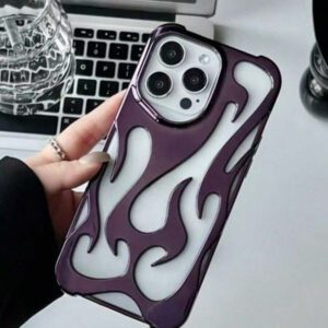 Nouvelle étui de téléphone portable mode avec motif flamme creux, revêtement électrolytique anti-chute, compatible avec 15 Pro Max/14 Pro Max/13 Pro Max, 16/11/12/13/14, S22 Ultra/S23 Ultra/S24 Ultra/S25 Ultra, S22/S23/S24/S25, A16/A53/A54/A55. Étanche, antichoc, résistant aux rayures.