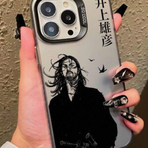 Étui de téléphone anti-chute mat au design Vagabond d'anime/manga, compatible avec les modèles 16, 15, 14, 13, 12, 11 Pro Max, X, XR, XS Max, 8 et 8 Plus. Étanche, antichoc et résistant aux rayures.