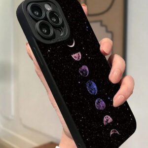 Étui de téléphone anti-chute peint avec éclipse de lune, d'étoiles et de planètes en glitter précis. Compatible avec P14 Pro Max, 3D P13 dessin animé P11 Peint P12 Anti-Drop XR dessin animé 78GES2, également compatible avec la série A03s, A03core, A04, A12, A13, A14, A21s, A22, A23, A24, A32, A33A34, A5 A51A52, A53, A54, A71, A72, A73, S20FE, S21, S22 et compatible avec Xiaomi, compatible avec la série Redmi 9, 9a, 10a, 10c, Note9, Note10, Note11, Note12, 12, 12c. Étui étanche, antichoc et résistant aux rayures.