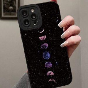 Étui de téléphone anti-chute peint avec éclipse de lune, d'étoiles et de planètes en glitter précis. Compatible avec P14 Pro Max, 3D P13 dessin animé P11 Peint P12 Anti-Drop XR dessin animé 78GES2, également compatible avec la série A03s, A03core, A04, A12, A13, A14, A21s, A22, A23, A24, A32, A33A34, A5 A51A52, A53, A54, A71, A72, A73, S20FE, S21, S22 et compatible avec Xiaomi, compatible avec la série Redmi 9, 9a, 10a, 10c, Note9, Note10, Note11, Note12, 12, 12c. Étui étanche, antichoc et résistant aux rayures.