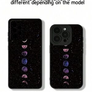 Étui de téléphone anti-chute peint avec éclipse de lune, d'étoiles et de planètes en glitter précis. Compatible avec P14 Pro Max, 3D P13 dessin animé P11 Peint P12 Anti-Drop XR dessin animé 78GES2, également compatible avec la série A03s, A03core, A04, A12, A13, A14, A21s, A22, A23, A24, A32, A33A34, A5 A51A52, A53, A54, A71, A72, A73, S20FE, S21, S22 et compatible avec Xiaomi, compatible avec la série Redmi 9, 9a, 10a, 10c, Note9, Note10, Note11, Note12, 12, 12c. Étui étanche, antichoc et résistant aux rayures.