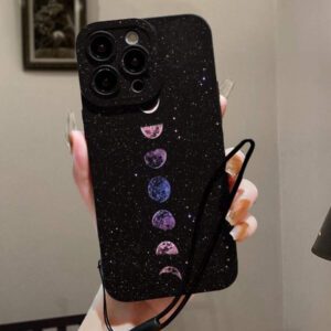 Étui de téléphone anti-chute peint avec éclipse de lune, d'étoiles et de planètes en glitter précis. Compatible avec P14 Pro Max, 3D P13 dessin animé P11 Peint P12 Anti-Drop XR dessin animé 78GES2, également compatible avec la série A03s, A03core, A04, A12, A13, A14, A21s, A22, A23, A24, A32, A33A34, A5 A51A52, A53, A54, A71, A72, A73, S20FE, S21, S22 et compatible avec Xiaomi, compatible avec la série Redmi 9, 9a, 10a, 10c, Note9, Note10, Note11, Note12, 12, 12c. Étui étanche, antichoc et résistant aux rayures.