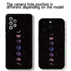 Étui de téléphone anti-chute peint avec éclipse de lune, d'étoiles et de planètes en glitter précis. Compatible avec P14 Pro Max, 3D P13 dessin animé P11 Peint P12 Anti-Drop XR dessin animé 78GES2, également compatible avec la série A03s, A03core, A04, A12, A13, A14, A21s, A22, A23, A24, A32, A33A34, A5 A51A52, A53, A54, A71, A72, A73, S20FE, S21, S22 et compatible avec Xiaomi, compatible avec la série Redmi 9, 9a, 10a, 10c, Note9, Note10, Note11, Note12, 12, 12c. Étui étanche, antichoc et résistant aux rayures.