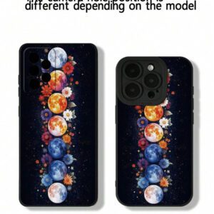 Étui de téléphone anti-chute peint avec éclipse de lune, d'étoiles et de planètes en glitter précis. Compatible avec P14 Pro Max, 3D P13 dessin animé P11 Peint P12 Anti-Drop XR dessin animé 78GES2, également compatible avec la série A03s, A03core, A04, A12, A13, A14, A21s, A22, A23, A24, A32, A33A34, A5 A51A52, A53, A54, A71, A72, A73, S20FE, S21, S22 et compatible avec Xiaomi, compatible avec la série Redmi 9, 9a, 10a, 10c, Note9, Note10, Note11, Note12, 12, 12c. Étui étanche, antichoc et résistant aux rayures.