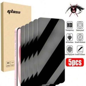 5 paquets de protecteur d'écran en verre de confidentialité compatible avec 11 12 13 14 15 16 Pro Max - Filtre de confidentialité bidirectionnel, verre trempé extra résistant, 5 fois plus résistant, protection invisible, sans traces de doigts, facile à installer, compatible avec 14 15 16 Plus. Cadeau pour l'anniversaire, la famille, les amis. Anti-espion, protecteur d'écran de téléphone, accessoires de téléphone. Étanche, antichoc, anti-chute, anti-rayures, anti-empreintes digitales, protection intégrale