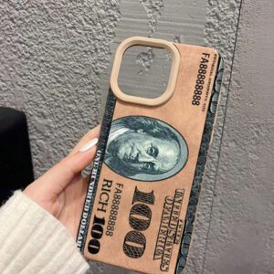 1 Nouvelle étui de téléphone portable avec motif de billet de 100 dollars, compatible avec les téléphones Apple 16 15 14 13 12 11Pro Max. Étui de protection de téléphone portable créatif garçon noir, cadeau d'anniversaire, de Noël, pour petit ami, père, famille et amis. Étanche, antichoc, résistant aux rayures.