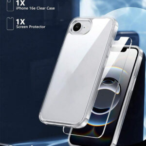 Étui de téléphone portable compatible avec 16e : protection unicolore transparente | Étui de téléphone portable ultra fin anti-jaunissement | Étui de téléphone portable transparent résistant aux chocs et aux rayures (Protecteur d'écran transparent + Étui de téléphone ) Ensemble cadeau pour anniversaire, famille, amis, verre trempé, protecteur d'écran de téléphone, accessoires de téléphone