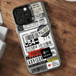1 pièce Étui de téléphone avec élément d'étiquette autocollante, illustration, protection de caméra anti-chute mate. Compatible avec 11, 12, 13, 14, 15, 16 ProMax X, XS, XR, 16E, 15 Plus, compatible avec Samsung Galaxy A03, A05, A05S, A12, A14, A15, A32 4G/5G, A35, A52/A52s 5G, compatible avec OPPO A16, A17, A36, A57 4G, A58 4G, A60, A78 4G, A94, A95 Étanche, antichoc, résistant aux rayures