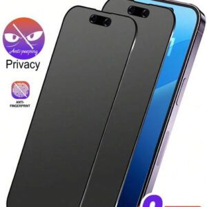 2 paquets de protecteur d'écran en céramique mate anti-espion à 25° pour iPhone 16 Pro Max/16 Pro/16/16E et anciens modèles (11-15/Série X) - Couverture intégrale compatible avec les étuis, avec un revêtement anti-reflet en céramique lisse et un kit d'outils de nettoyage (protection anti-rayures 9H | revêtement anti-traces de doigts). Accessoires essentiels de protection d'écran pour une utilisation quotidienne, au bureau ou à la maison. Protège contre l'eau, les chocs et les chutes.