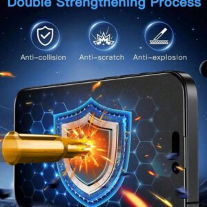2 paquets de protecteur d'écran en céramique mate anti-espion à 25° pour iPhone 16 Pro Max/16 Pro/16/16E et anciens modèles (11-15/Série X) - Couverture intégrale compatible avec les étuis, avec un revêtement anti-reflet en céramique lisse et un kit d'outils de nettoyage (protection anti-rayures 9H | revêtement anti-traces de doigts). Accessoires essentiels de protection d'écran pour une utilisation quotidienne, au bureau ou à la maison. Protège contre l'eau, les chocs et les chutes.