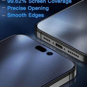 2 paquets de protecteur d'écran en céramique mate anti-espion à 25° pour iPhone 16 Pro Max/16 Pro/16/16E et anciens modèles (11-15/Série X) - Couverture intégrale compatible avec les étuis, avec un revêtement anti-reflet en céramique lisse et un kit d'outils de nettoyage (protection anti-rayures 9H | revêtement anti-traces de doigts). Accessoires essentiels de protection d'écran pour une utilisation quotidienne, au bureau ou à la maison. Protège contre l'eau, les chocs et les chutes.
