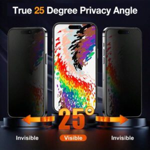 2 paquets de protecteur d'écran en céramique mate anti-espion à 25° pour iPhone 16 Pro Max/16 Pro/16/16E et anciens modèles (11-15/Série X) - Couverture intégrale compatible avec les étuis, avec un revêtement anti-reflet en céramique lisse et un kit d'outils de nettoyage (protection anti-rayures 9H | revêtement anti-traces de doigts). Accessoires essentiels de protection d'écran pour une utilisation quotidienne, au bureau ou à la maison. Protège contre l'eau, les chocs et les chutes.
