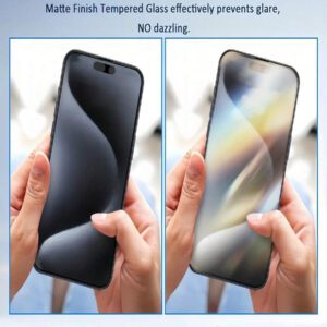 5 pièces Film en verre trempé mat compatible avec 17 Air 16 Pro Max, dureté 9H, anti-reflet, anti-explosion, anti-rayures, anti-traces de doigts, protection oculaire. Film protecteur d'écran givré et sans bulles pour une installation facile, imperméable, antichoc, anti-chute, protection d'écran complète. Accessoires essentiels pour téléphone, utilisables au quotidien, au bureau et à la maison.
