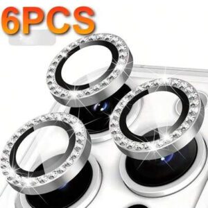 Ensemble de 6 pièces de film de protection transparent haute définition et résistant aux rayures pour objectif de caméra d' 17/16/15/14/13/12/11 Série 16E 17Air, utilisé pour la protection en verre de l'objectif de l'appareil photo. Résistant aux rayures, aux chocs, avec protection des bords. Applicable pour une utilisation quotidienne, au bureau, à la maison. Protecteur d'objectif de caméra de téléphone étanche et antichoc