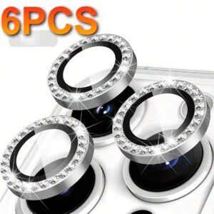 Ensemble de 6 pièces de film de protection transparent haute définition et résistant aux rayures pour objectif de caméra d' 17/16/15/14/13/12/11 Série 16E 17Air, utilisé pour la protection en verre de l'objectif de l'appareil photo. Résistant aux rayures, aux chocs, avec protection des bords. Applicable pour une utilisation quotidienne, au bureau, à la maison. Protecteur d'objectif de caméra de téléphone étanche et antichoc