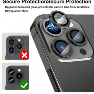 Compatible avec le cache-caméra d'Apple. Protecteur de lentille pailleté. Cadeau pour l'anniversaire, la famille, les amis. Cristal scintillant, protecteur de lentille, accessoires de téléphone. Étanche, antichoc, anti-chute, anti-rayures, anti-traces de doigts, protection complète