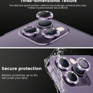 Compatible avec le cache-caméra d'Apple. Protecteur de lentille pailleté. Cadeau pour l'anniversaire, la famille, les amis. Cristal scintillant, protecteur de lentille, accessoires de téléphone. Étanche, antichoc, anti-chute, anti-rayures, anti-traces de doigts, protection complète