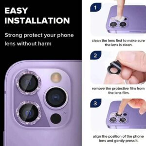 Compatible avec le cache-caméra d'Apple. Protecteur de lentille pailleté. Cadeau pour l'anniversaire, la famille, les amis. Cristal scintillant, protecteur de lentille, accessoires de téléphone. Étanche, antichoc, anti-chute, anti-rayures, anti-traces de doigts, protection complète