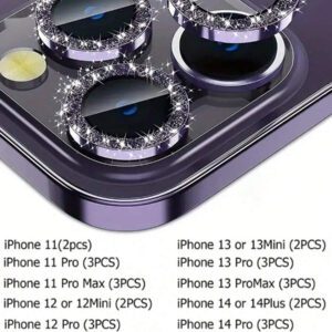 Compatible avec le cache-caméra d'Apple. Protecteur de lentille pailleté. Cadeau pour l'anniversaire, la famille, les amis. Cristal scintillant, protecteur de lentille, accessoires de téléphone. Étanche, antichoc, anti-chute, anti-rayures, anti-traces de doigts, protection complète
