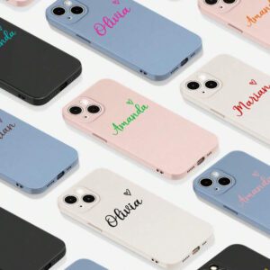 Coque de téléphone miroir personnalisable, design mignon en forme de cœur avec initiale et phrase courte. Compatible avec 11 Pro/13 Pro/15 Pro Max, XR, 12, 13, 15, 16 Pro Max. Stylée, sobre, personnalisée, drôle, unique, idéal pour elle, petit-ami, petite-amie, famille, amis, grands-parents, couple, anniversaires, anniversaires