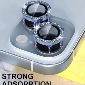3 pièces Film protecteur d'objectif de caméra compatible avec LPhone 16, 15, 14.13, 12, 11, anneau en métal en verre trempé, couverture claire HD (noir) résistante aux chocs, aux rayures et aux traces de doigts, protection complète et étanche