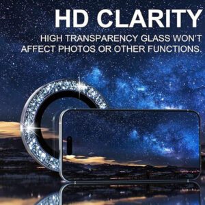 3 pièces Film protecteur d'objectif de caméra compatible avec LPhone 16, 15, 14.13, 12, 11, anneau en métal en verre trempé, couverture claire HD (noir) résistante aux chocs, aux rayures et aux traces de doigts, protection complète et étanche