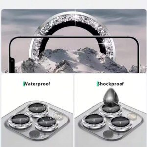 3 pièces Film protecteur d'objectif de caméra compatible avec LPhone 16, 15, 14.13, 12, 11, anneau en métal en verre trempé, couverture claire HD (noir) résistante aux chocs, aux rayures et aux traces de doigts, protection complète et étanche
