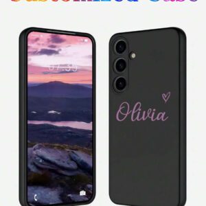Coque de téléphone miroir personnalisable, design mignon en forme de cœur avec initiale et phrase courte. Compatible avec 11 Pro/13 Pro/15 Pro Max, XR, 12, 13, 15, 16 Pro Max. Stylée, sobre, personnalisée, drôle, unique, idéal pour elle, petit-ami, petite-amie, famille, amis, grands-parents, couple, anniversaires, anniversaires