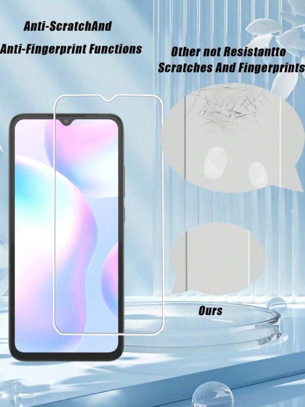2 pièces Protecteur d'écran résistant aux rayures avec dureté 9H, toucher lisse, anti-poussière, imperméable, résistant aux empreintes digitales et aux rayures, compatible avec la série /Redmi. Accessoires de protection d'écran de téléphone essentiels, applicables pour une utilisation quotidienne, au bureau et à la maison. Protecteur d'écran de téléphone antichoc et anti-chute – Image 5