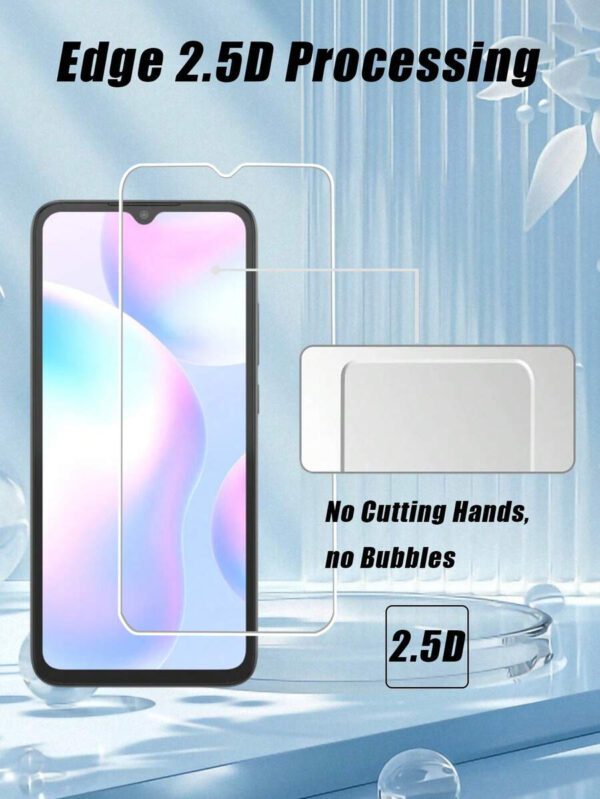 2 pièces Protecteur d'écran résistant aux rayures avec dureté 9H, toucher lisse, anti-poussière, imperméable, résistant aux empreintes digitales et aux rayures, compatible avec la série /Redmi. Accessoires de protection d'écran de téléphone essentiels, applicables pour une utilisation quotidienne, au bureau et à la maison. Protecteur d'écran de téléphone antichoc et anti-chute – Image 6