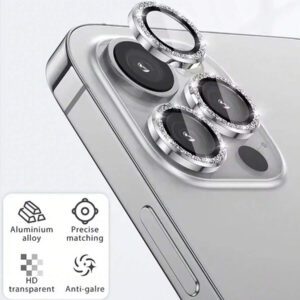3 pièces Film protecteur d'objectif de caméra compatible avec LPhone 16, 15, 14.13, 12, 11, anneau en métal en verre trempé, couverture claire HD (noir) résistante aux chocs, aux rayures et aux traces de doigts, protection complète et étanche