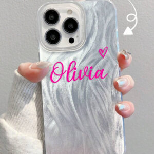 Coque de téléphone miroir personnalisable, design mignon en forme de cœur avec initiale et phrase courte. Compatible avec 11 Pro/13 Pro/15 Pro Max, XR, 12, 13, 15, 16 Pro Max. Stylée, sobre, personnalisée, drôle, unique, idéal pour elle, petit-ami, petite-amie, famille, amis, grands-parents, couple, anniversaires, anniversaires