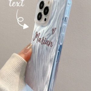 Coque de téléphone miroir personnalisable, design mignon en forme de cœur avec initiale et phrase courte. Compatible avec 11 Pro/13 Pro/15 Pro Max, XR, 12, 13, 15, 16 Pro Max. Stylée, sobre, personnalisée, drôle, unique, idéal pour elle, petit-ami, petite-amie, famille, amis, grands-parents, couple, anniversaires, anniversaires
